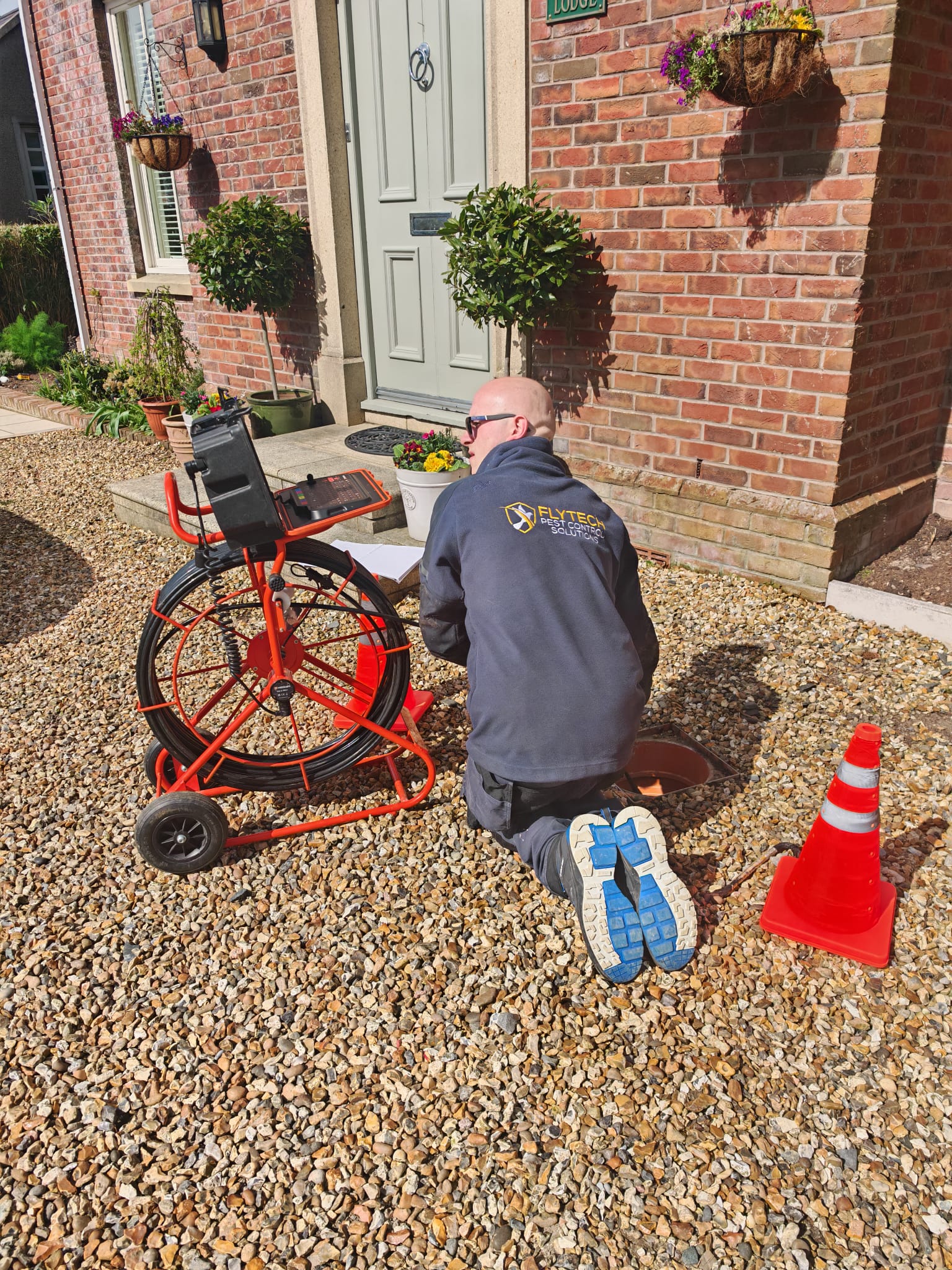 Flytech team member preparing CCTV Drain Survey tool